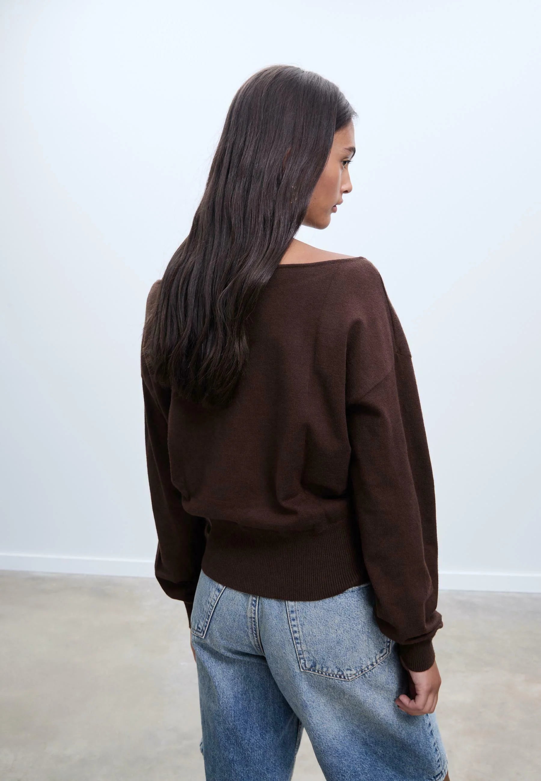 Brown off shoulder top